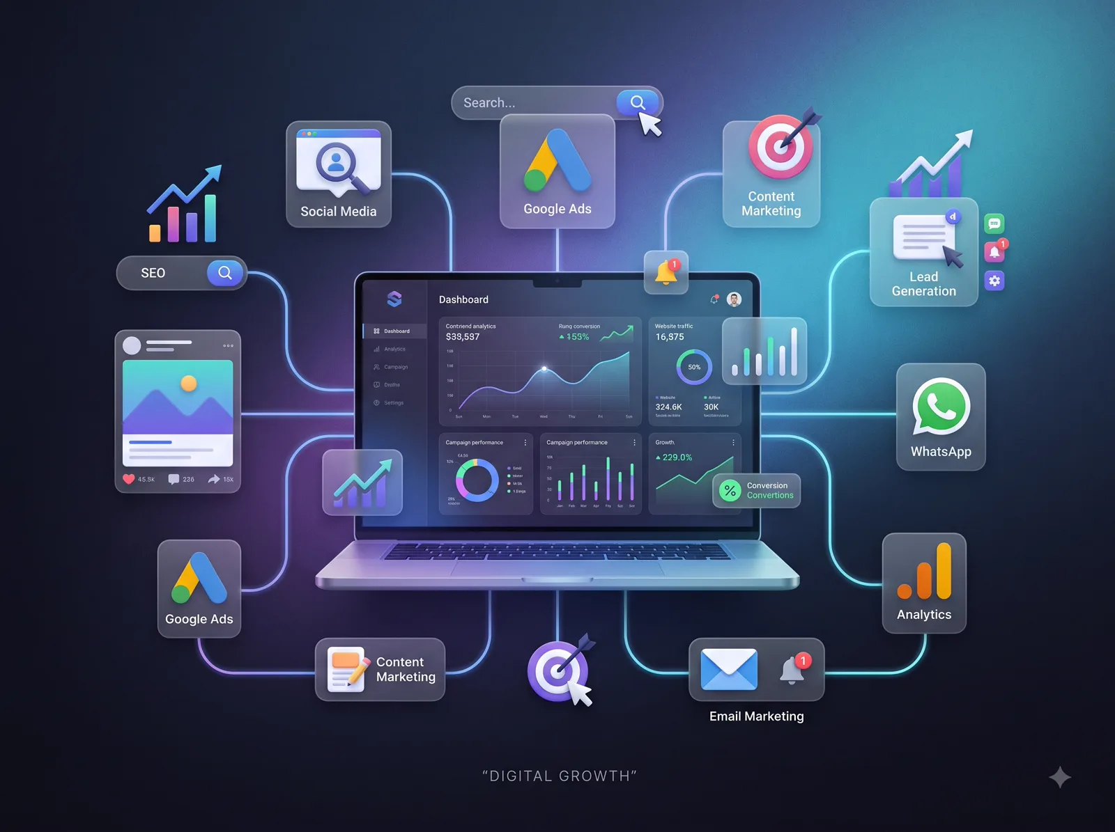 Digital growth analytics dashboard